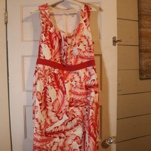 Eva Mendes - Pink Tropical Flora Print - Sleeveless Dress